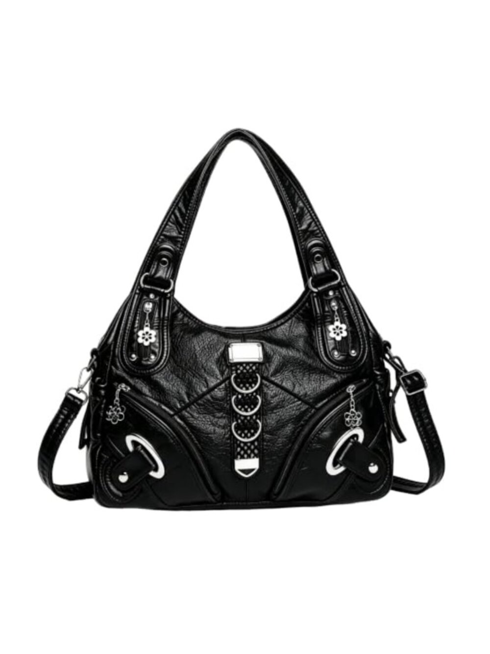 Hobo Shoulder Bag Women Drawstring Adjustable Strap Top Handle Purse